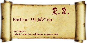 Radler Uljána névjegykártya